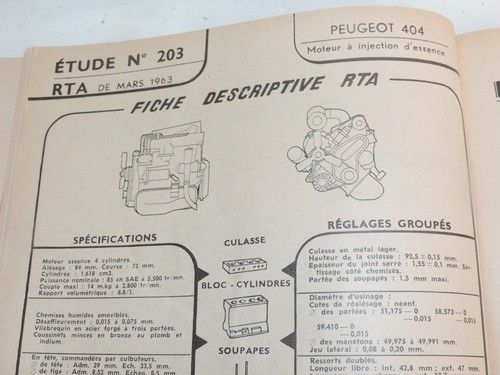 Peugeot 404 Benzineinspritzung - Zeitschrift Automobile Technique 203 - Bild 2 von 2