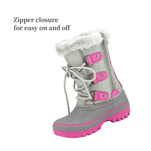 Boys Girls Winter Snow Boots Fur Lined Ankle Boots Zip Warm Ski Boots Size 9T-6 - Picture 27 of 49
