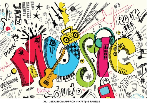 Medien Schlafzimmer 3D Modern Linienzeichnung Kunst Musik Regenbogen Tapete Wandbild Foto Poster - Bild 5 von 6