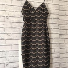 Black Boohoo vintage lace Effect Dress, Midi, Size Uk 6, spaghetti starp