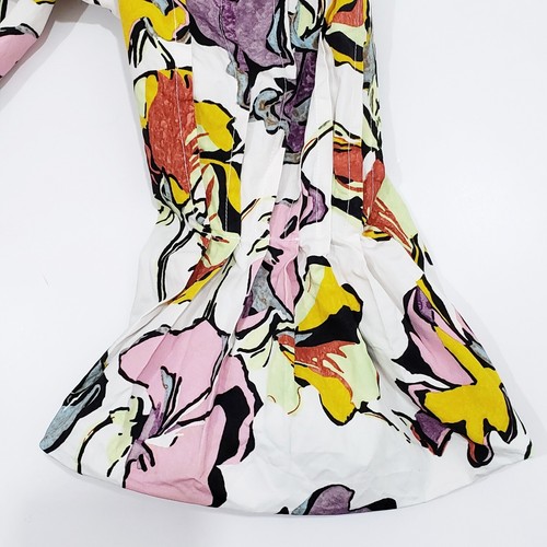 ETRO Shirt Dress Midi Cotton Poplin Pleat Detail Resort Floral Print Belt 40-S-M - Picture 3 of 9