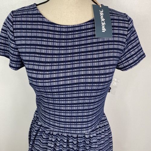NWT Modcloth Women’s Blue Striped Knit Mini Dress Sz M - Picture 3 of 11