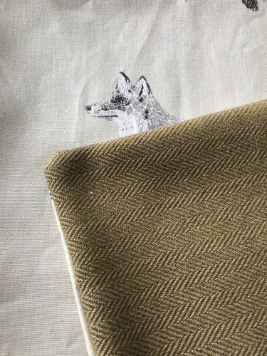 Cream & green,fox, country, cotton front, tweed back, handmade, cushion cover, - Picture 8 of 12