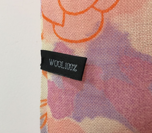 100% wool scarf women neckerchief Shawl wrap floral orange pink red purple W957 - Picture 5 of 5