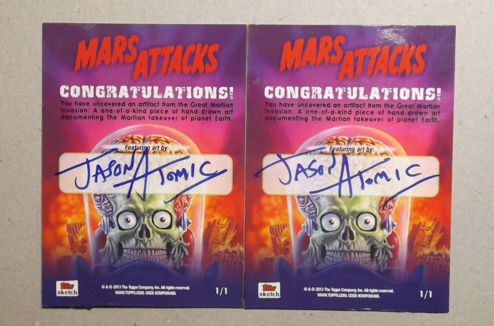Mars Attacks Invasion 2 card puzzle Sketch Jason Atomic Martians Approaching - Image 2 of 4