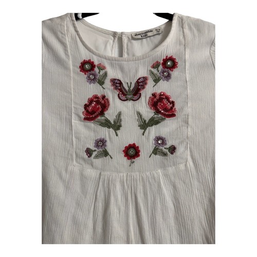 Abercrombie Kids Girls White Floral Butterfly Top Long Sleeve Size 11/12 - Picture 3 of 4