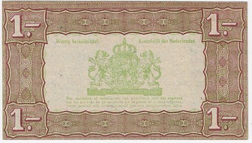 Netherlands Zilverbon 1 Gulden 1938 P-61 XF+ DUTCH Banknote - Picture 2 of 2