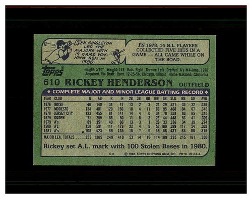 RICKEY HENDERSON YOU U PICK .99 UNLIMITED SHIPPING HIGH GRADE CARDS OAKLAND A'S - Picture 126 of 416