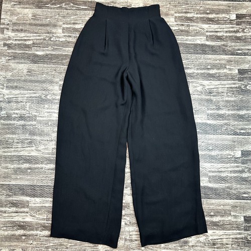 Vtg Cache Pants Womens sz 4 Black Lined Wide Leg Elastic Waist Pleated USA Made - Picture 1 of 8