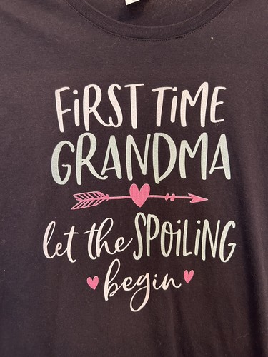 Port & Company Women’s “First Time Grandma ….“ Black T Shirt  Size L - Bild 2 von 5