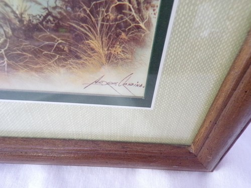 Andres Orpinas Stockente im Flug im Morgengrauen gerahmt Passepartout Lithographie signiert E25 - Bild 6 von 10