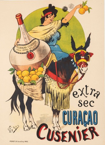 Affiche Vintage Originale - Gros E. - Curaçao Cusenier - Liqueur - Âne - 1899 - Photo 1/3