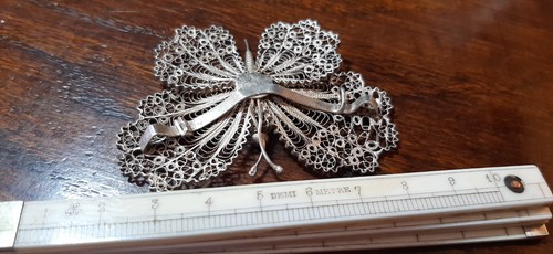 Spille -argento Filigrana- -Farfalla -vintage - Foto 5 di 5