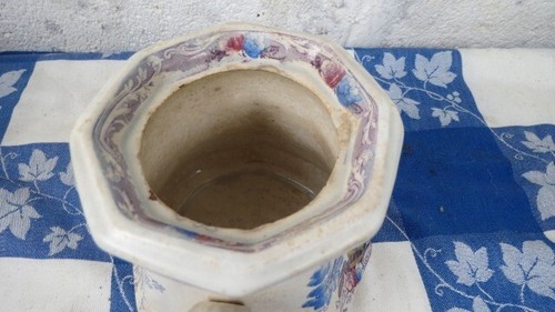 Antique E.Challinor Canella Purple TransferWare England Sugar Bowl Ironstone - Picture 9 of 12