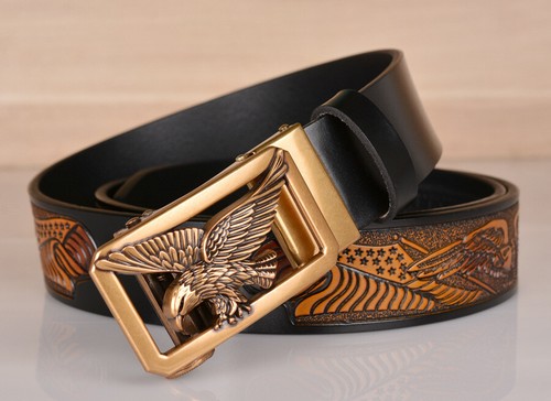 Cinturón de Cuero Genuino Hebilla de Águila Moda Cinturón de Lujo para Hombres Cinturones de Vestir - Imagen 7 de 18
