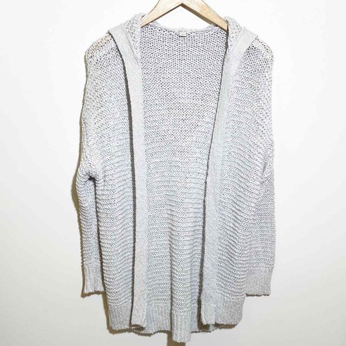 Aerie Open Knit Hooded Grey Cardigan 