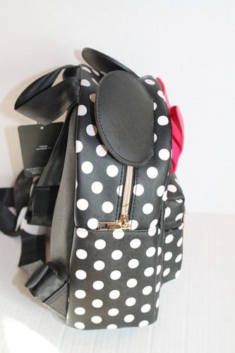 Disney Minnie Mouse schwarz gepunktet Mini Rucksack Handtasche Tasche mit rosa Schleife & Ohren - Bild 3 von 5