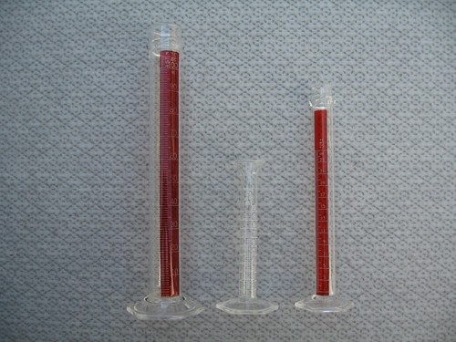 Lot of (3) Pyrex/Kimax 10ml, 25ml, & 100ml Red Stripe & clear Graduated Cylinder - Picture 6 of 8