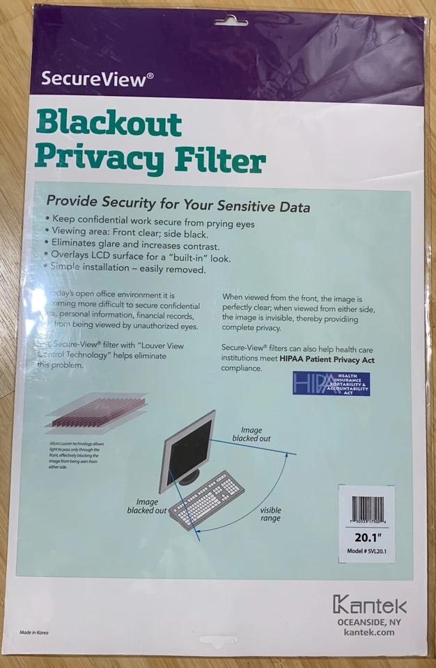 Kantek Secure-View Blackout Privacy Filter for 20-Inch Standard LCD Monitors - Image 3 of 4