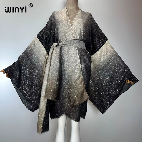 Summer Kimono Swimwear Beach Cover up Beach Outfits Woman Gradual Cardigan Maxi - Picture 10 of 13