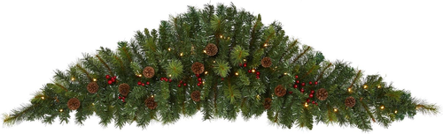 6Ft. Artificial Christmas Swag with 50 LED Lights, Berries and Pine Cones - Picture 9 of 12