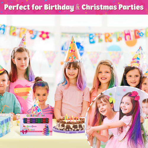 New Hair Chalk Comb Temporary Hair Color Dye for Girls Kids, Washable Hair Chalk - Picture 4 of 8