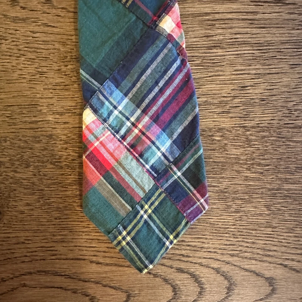American Eagle Outfitters Neck Tie Mens Plaid Blue Green Plaid Preppy Academia - Image 4 of 4