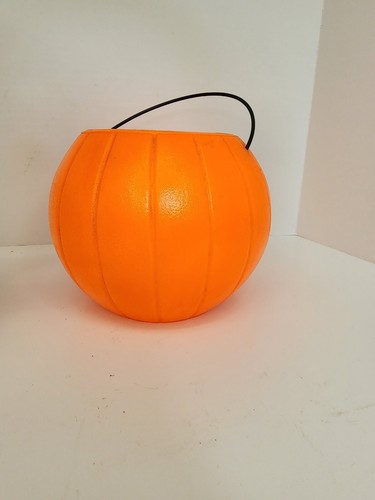 Vintage 1985 Jack O Lantern Pumpkin Halloween Trick Or Treat Pail Orange - Picture 5 of 19