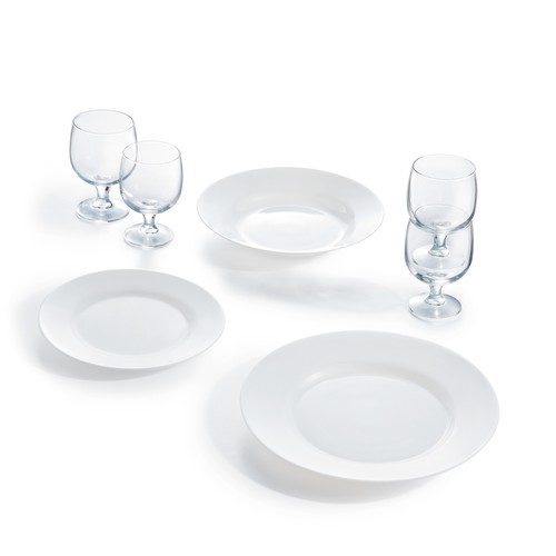 Tellerset Tafelservice Geschirrset 6 Personen 18 tlg. Glas Luminarc weiß glatt - Bild 6 von 12