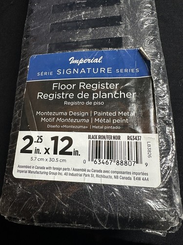 Imperial Decorative Montezuma Floor Register 2.25"x12". Black Iron - Picture 3 of 4