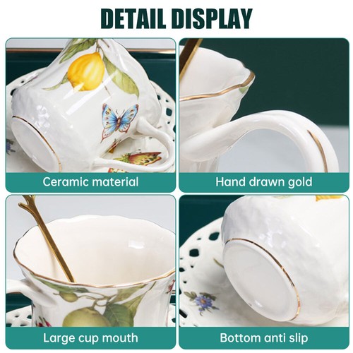 Ceramic Coffee Cup Spoon Set Flower Tea Cups Coffee Cups Mugs Coffeeware Gifts - Bild 9 von 11