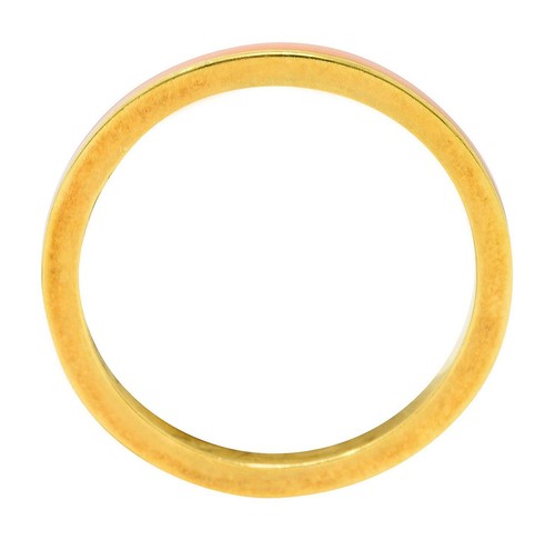 Hidalgo 1990's Vintage Peach Enamel 18 Karat Yellow Gold Eternity Band Ring - Picture 7 of 11
