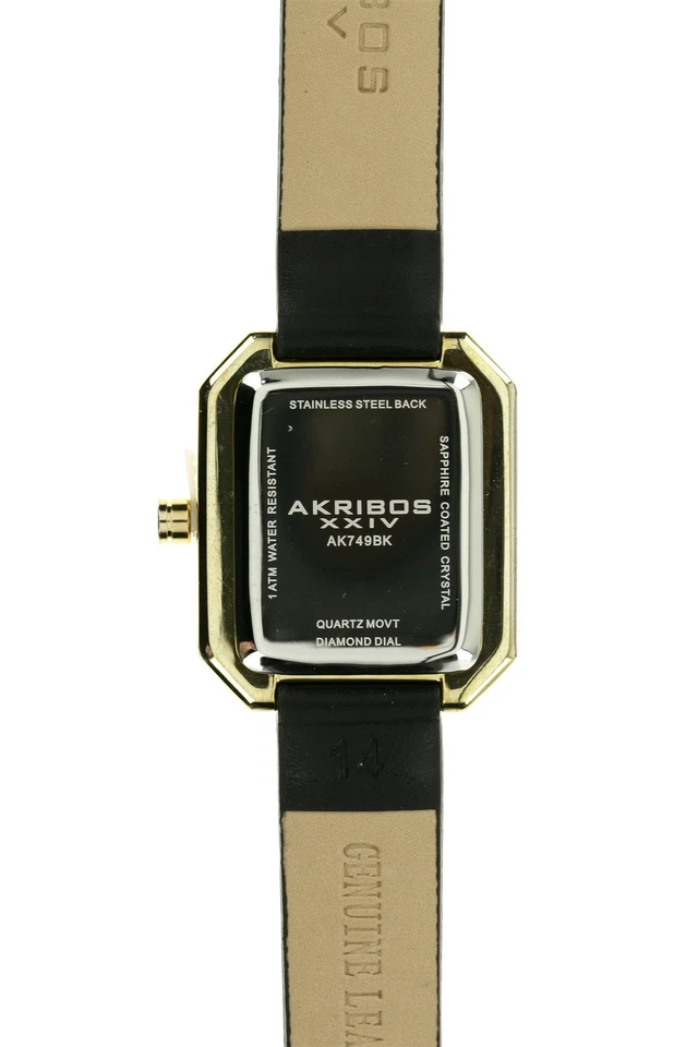 Reloj AKRIBOS XXIV para mujer AK749 esfera negra correa de cuero enchapado en iones 28 mm 133447 Foto 2 de 4