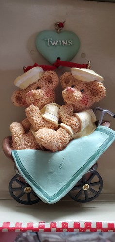 Holly Bearies ""GEMELOS"" Osos Santa's World Ornamento de Kurt S. Adler Nuevo en Caja - Imagen 2 de 11