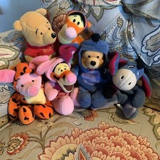 Lot Of 6 MINI BEANIE WINNIE THE POOH Dress Up Pooh, Tigger, Eeyore, Piglet