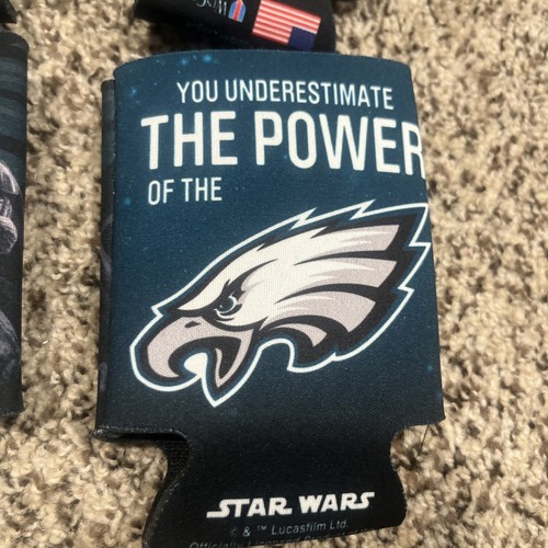 4 Eagles NFL Star Wars Darth Vador Can Cooler 12 Oz Koozies USA Made - Picture 2 of 3