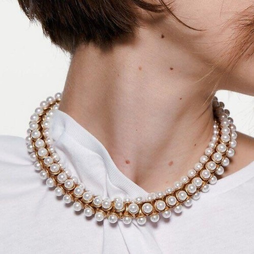 ZARA Pearl Necklace Short Gold plated Collar Collier Woman TRF Statement gyuh - Picture 16 of 16