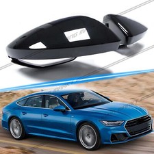 Spiegelkappen Außenspiegel Schwarz Passend für Audi A6 C8 A7 4K mit SideAssist