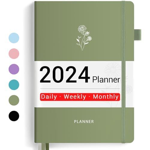 2024 Planner, Undated Daily Weekly & Monthly Planner 2024-2025, 12 Green - Picture 2 of 8