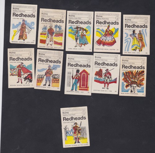 Komplette Serie Etiketten Streichhölzer Australien Kostüme   - Bild 1 von 2