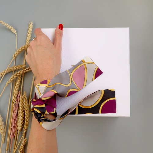 Französischer zarter Handgelenkschal, Pferdeschwanzschal, Sari Seidenband, Hals und Taschen Schal - Bild 1 von 10