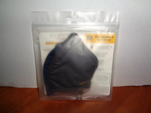 Copper Fit Never Lost Face Masks w/Lanyard 1 Blue & 1 Charcoal/Black New 2 Pack - Afbeelding 2 van 2