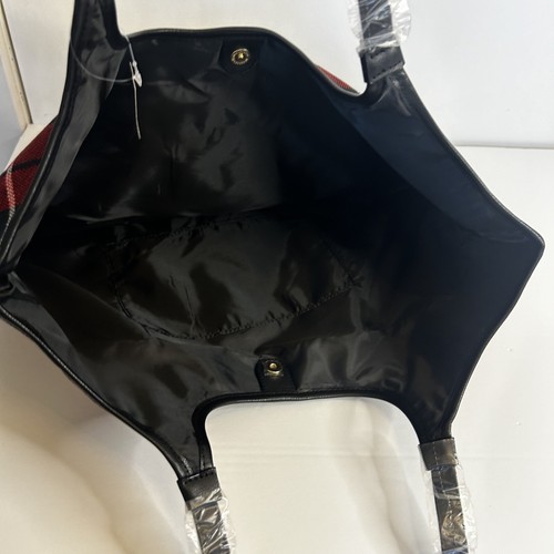 Victoria's Secret Red & Black Plaid Tote Bag Gift Bag New with Tags $60 Reusable - Picture 5 of 6