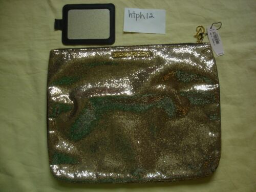 Neu mit Etikett NEU Victoria's Secret Kosmetiktasche Clutch Handtasche & Spiegel gold Glitzer Reißverschluss - Bild 3 von 4