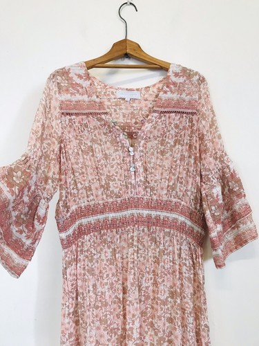 BRIONY MARSH Rosalina Midi Dress Gorgeous Pink Cotton Ladies Size 8 Perfect Cond - Picture 4 of 12