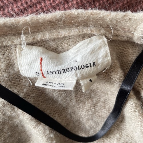 ANTHROPOLOGIE Bouclé Cardigan Sweater Size Small Beige Wool Blend - Picture 5 of 6