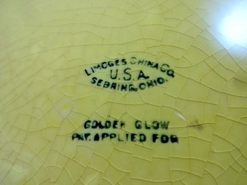 Antique Limoges Golden Glow Cake or Cheese Serving Plate Bowl Yellow Floral Gold - Picture 6 of 11