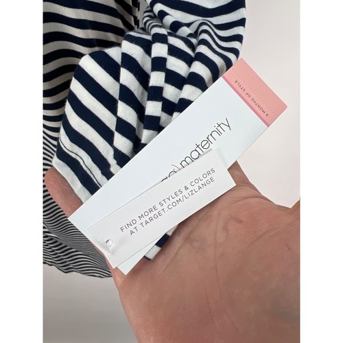 Liz Lange Maternity White Navy Striped Long Sleeve Dress Size M NWT - Picture 4 of 8