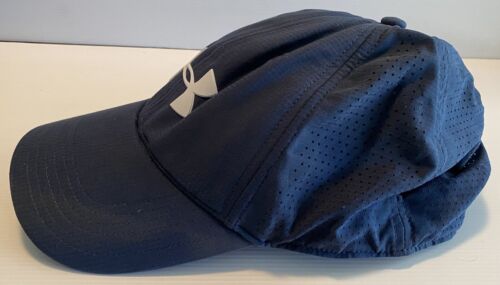 Under Armour Golf Baseball Truckers Hook and Loop Closure Back Cap Hat Navy - Picture 3 of 6
