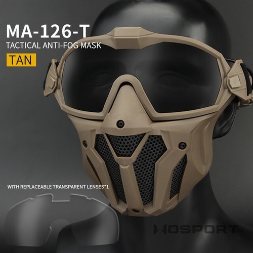 Hunting Tactical Antifog Full Face Mask Fan Goggles Lens & Half Face Mask Set - Picture 14 of 16